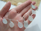 Seaham Sea glass Necklace, Sea Foam White Mix, Sterling Silver 18"