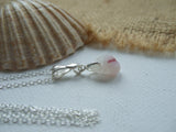 Davenport Sea Glass - White Opalescent Pink Necklace 18" sterling silver