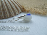 Davenport Sea Glass - White Opalescent Blue Necklace 18" sterling silver