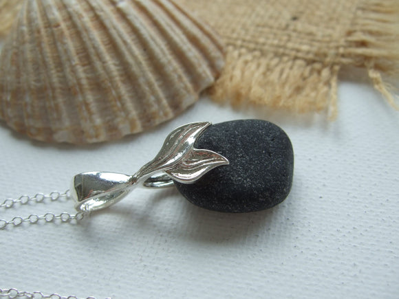 mermaid necklace with purple sea glass