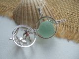 Sea Glass Marble Locket - Palm Trees