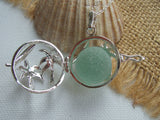 Sea Glass Marble Locket - Palm Trees