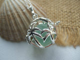 Sea Glass Marble Locket - Palm Trees
