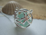 Sea Glass Marble Locket - Palm Trees