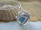 Sea Glass Marble Locket - Star Fish & Blue Cat's Eye