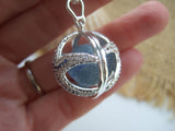 Sea Glass Marble Locket - Star Fish & Blue Cat's Eye