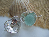 Sea Glass Marble Locket - Heart Shaped Locket With Dolphins