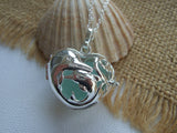 dolphin locket with sea glass marble