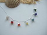 Rainbow sea glass bead necklace - 18" sterling silver - 2