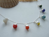 Rainbow sea glass bead necklace - 18" sterling silver - 2