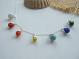 Rainbow sea glass bead necklace - 18" sterling silver - 2