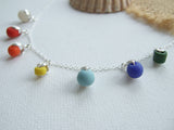 Rainbow sea glass bead necklace - 18" sterling silver - 2