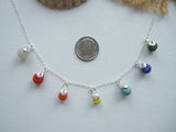 Rainbow sea glass bead necklace - 18" sterling silver - 2