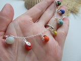 Rainbow sea glass bead necklace - 18" sterling silver - 2