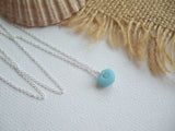 Sea glass bead necklace - turquoise milk glass 2