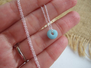 sea glass bead necklace turquoise
