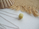 Sea glass bead necklace - yellow milk glass