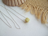 Sea glass bead necklace - yellow milk glass