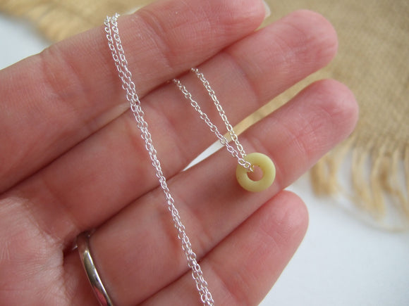 yellow sea glass bead necklace
