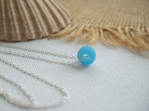 turquoise sea glass bead necklace