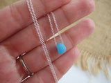 Sea glass bead necklace - bright turquoise milk glass