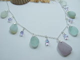 Lavender Opalescent Sea Foam Alexandrite Bead Necklace - Sea Glass Sterling Silver