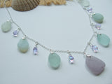 Lavender Opalescent Sea Foam Alexandrite Bead Necklace - Sea Glass Sterling Silver