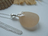 Mermaid Apricot Necklace - Scottish Sea Glass and Sterling Silver XXL