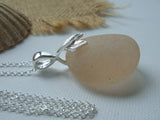 Mermaid Apricot Necklace - Scottish Sea Glass and Sterling Silver XXL