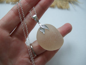 apricot sea glass very large pendant
