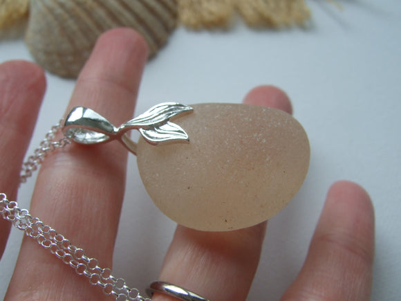 apricot sea glass very large pendant