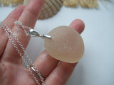 Mermaid Apricot Necklace - Scottish Sea Glass and Sterling Silver XXL