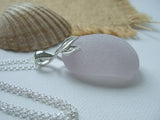 Mermaid Lavender Necklace - Scottish Sea Glass and Sterling Silver XXL Drop