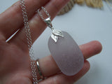 Mermaid Lavender Necklace - Scottish Sea Glass and Sterling Silver XXL Drop