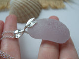 Mermaid Lavender Necklace - Scottish Sea Glass and Sterling Silver XXL Drop