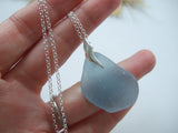 Smoky Blue Wave Necklace - Seaham Sea Glass and Sterling Silver