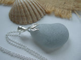 Mermaid Grey Necklace - Scottish Sea Glass and Sterling Silver XXL Drop