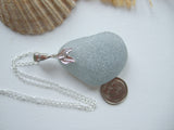 Mermaid Grey Necklace - Scottish Sea Glass and Sterling Silver XXL Drop