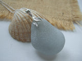 Mermaid Grey Necklace - Scottish Sea Glass and Sterling Silver XXL Drop