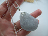 Mermaid Grey Necklace - Scottish Sea Glass and Sterling Silver XXL Drop