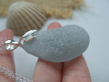 Mermaid Grey Necklace - Scottish Sea Glass and Sterling Silver XXL Drop