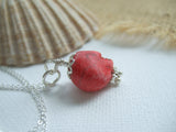 RARE! Memento Mori Sea glass bead skull necklace - red