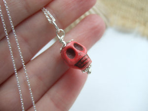 rare skull sea glass bead