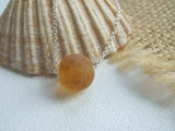 Sea Glass Bead Necklace - Honey Coloured Faceted