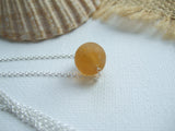 Sea Glass Bead Necklace - Honey Coloured Faceted