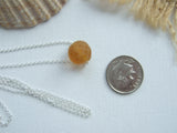 Sea Glass Bead Necklace - Honey Coloured Faceted