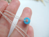 petite turquoise sea glass bead necklace