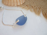 Seaham Blue Sea Glass - Sterling Silver adjustable bracelet 6"