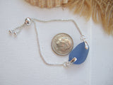 Seaham Blue Sea Glass - Sterling Silver adjustable bracelet 6"