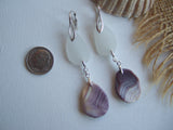 Wampum Sea Glass Earrings - Double Drop - Large